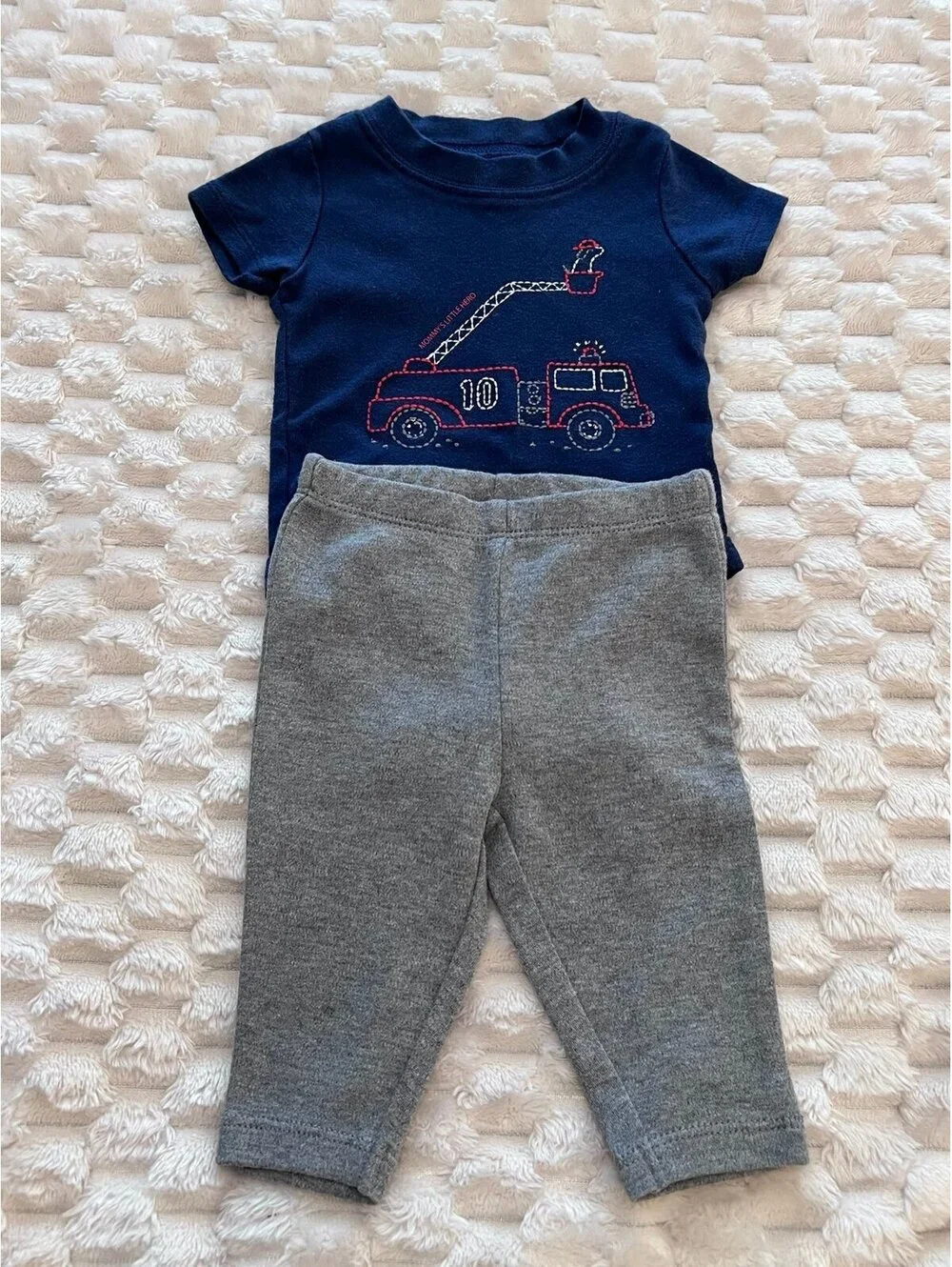 Carter’s Fire Truck Themed Short Sleeve Onesie & Pants Outfit Set (3m)